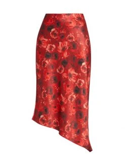 Alice + Olivia Maeve Asymmetric Slip Midi-Skirt