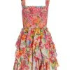 Alice + Olivia Jocelyn Smocked Ruffle Minidress