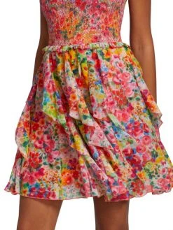 Alice + Olivia Jocelyn Smocked Ruffle Minidress -Alice + Olivia Sales unnamed file 973