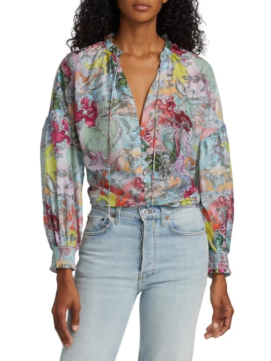 Alice + Olivia Julius Printed Button-Front Blouse 3 Alice + Olivia Julius Printed Button-Front Blouse - Image 3