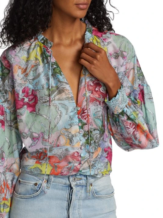 Alice + Olivia Julius Printed Button-Front Blouse 6 Alice + Olivia Julius Printed Button-Front Blouse - Image 6